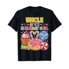 Uncle of the Birthday Girl Candyland Colorful Lollipop Party T-Shirt