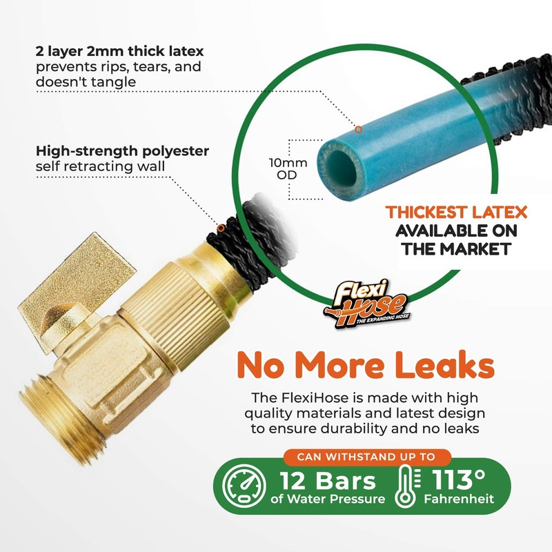 Flexi Hose Lightweight Expandable Garden Hose, No-Kink Flexibility, 3/4 Inch