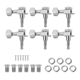 6 PCS 6R String Tuning Pegs Tunner Machine Head for Acoustic Electric Guitar Accessory (Silver)