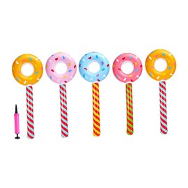 BESPORTBLE 5pcs Inflatable Donut Lollipop Sticks Cheerleading Party Supplies for Boys and Girls Birthday Beach Pool Events Fun Donut Theme Decorations Easy to Use Store