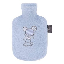 Fashy Wärmflasche Kind Flauschbezug hellblau, 0.8 L, 1er Pack, Sortierte Designs (1 x 1 Stück)