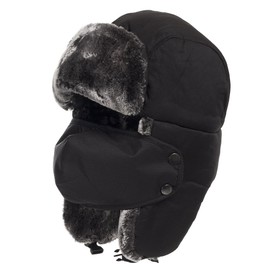 Ultrafino Backcountry Ski Winter Ushanka Aviator Hat with Face Mask