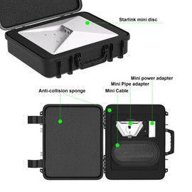 AUSSIFUR Starlink Mini Storage Case, Waterproof Hard Case Fits for Starlink Mini Dish Kit, With Precision Cut Foam For Starlink Mini Dish, Kickstand, Power Adapter, Pipe Adapter, Cables and More