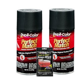 Dupli-Color Universal Flat Black Exact-Match Automotive Paint (8 oz) Bundle with Prep Wipe Towelette (3 Items)