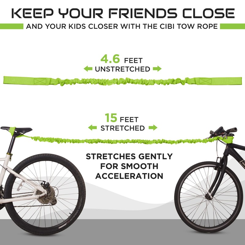 Cibi Bike Bungee Tow Rope - Heavy-Duty Uphill Cyclist Tow