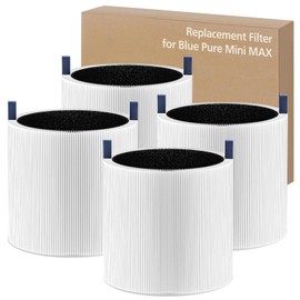 4 Pack Mini Max Air Filter Replacement, FMINI Filter Compatible with BLUEAIR Blue Pure Mini Max Air Purifier, True HEPA H13 + Activated Filter