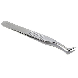 A2Z- Precision Plucking Tool Semi Curved Slant Wide Micro Point Tip Tweezer - Precision Travel Tweezers for Eyebrow grooming, Removing Facial & Ingrown Hair, Splinters - Stainless Steel - 4.5 Inch