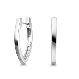 MATERIA by Matthias Wagner Women's Creole Earrings 925 Silver Pointed Oval, Sterling Silver