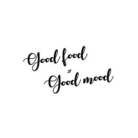 Vinyl Wall Art Decal - Good Food = Good Mood - 13" x 25" - Trendy Funny Inspirational Quote Sticker for Home Living Room Kitchen Dining Room Restaurant Coffee Shop Storefront Decor
