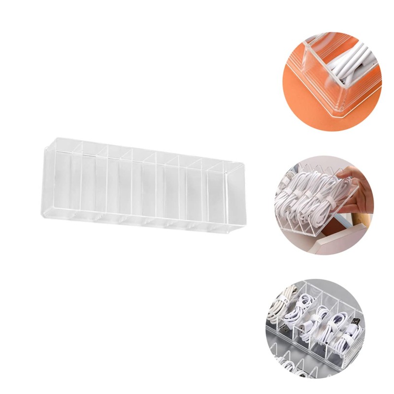 LABRIMP 1PC Transparent Multi Function Cable Storage Box Desktop Organizer