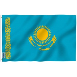 ANLEY Fly Breeze 3x5 Feet Kazakhstan Flag - Vivid Color and Fade proof - Canvas Header and Double Stitched - Republic of Kazakhstan Flags Polyester with Brass Grommets 3 X 5 FT