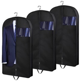 Bolsa para Ropa, 40 pulgadas/100 cm Bolsa para Trajes con cremallera, 3 Pcs Bolsa para Colgar Prendas, Bolsa para Guardar Abrigos para Trajes, Vestidos, Abrigos, Chaquetas, Camisas