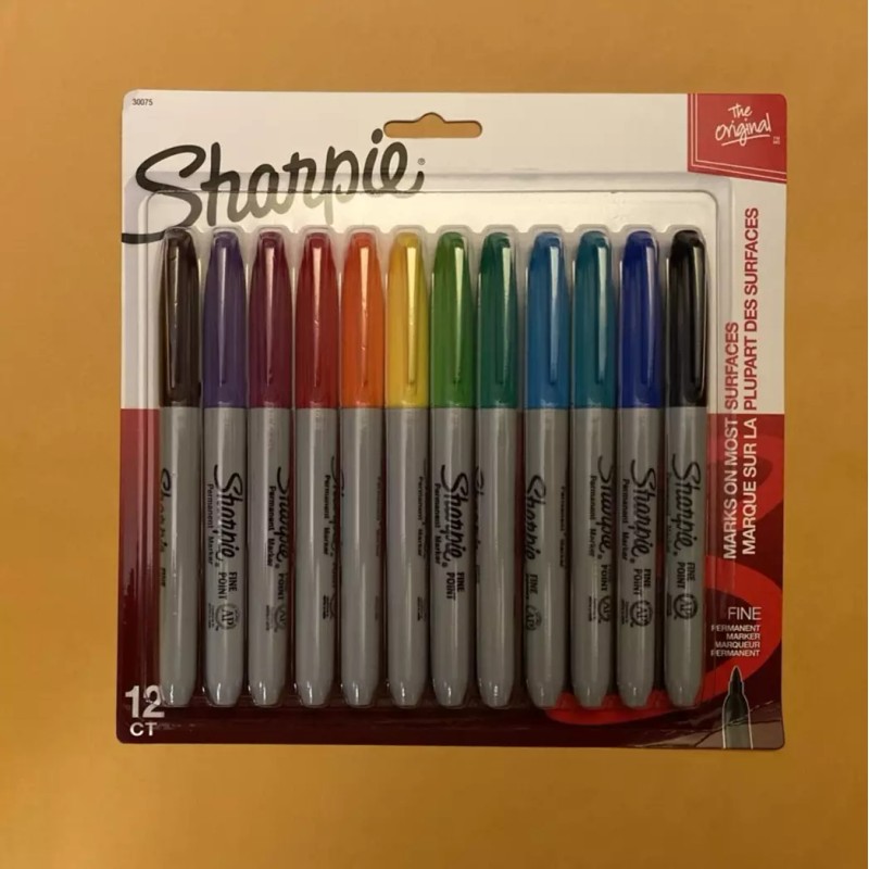 SHARPIE Permanent Markers, Fine Point, Assorted Colors, 12 Count