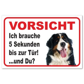 AdriLeo Sign - Caution Bernese Mountain Dog - 5 Seconds - (30 x 40 cm) / Warning Dog Guard Dog Robust Durable UV-Resistant Weatherproof Warning Sign