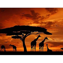 QAZWSX Tree and Giraffe 5D Diamond Painting by Number Kits Full Round Drill Crystal Rhinestone Embroidery Pictures Arts Home Wall Decor 12X16 Inch