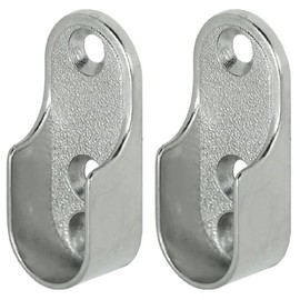 Oval Wardrobe Rail END Supports Rail Brackets 3 Hole 15mm Wide Nickel Plated Silver x2