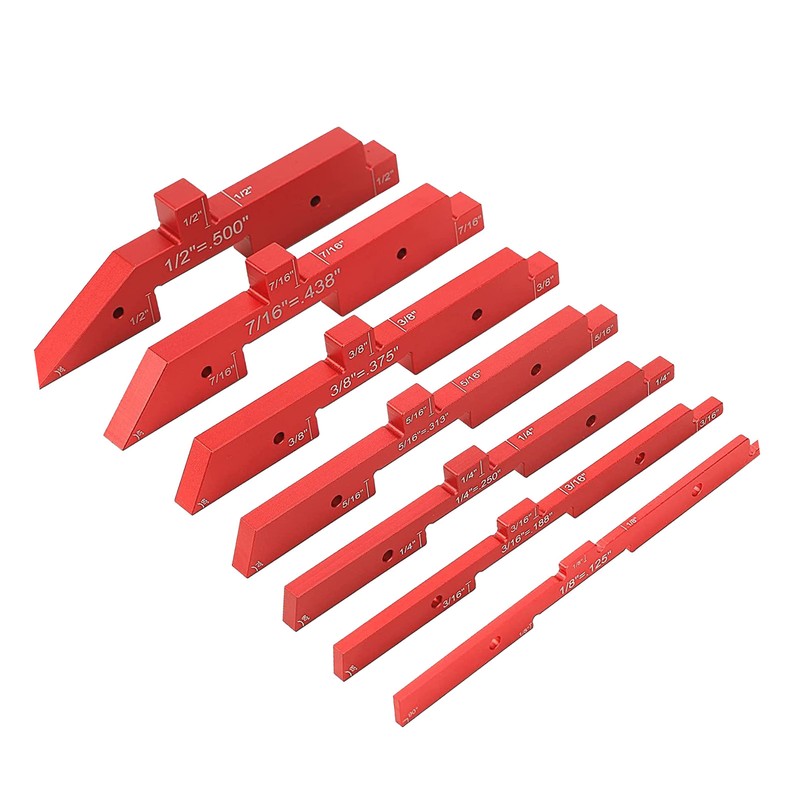 7Pcs Setup Blocks Height Gauge Set Adjustable Woodworking Carpenter Measuring