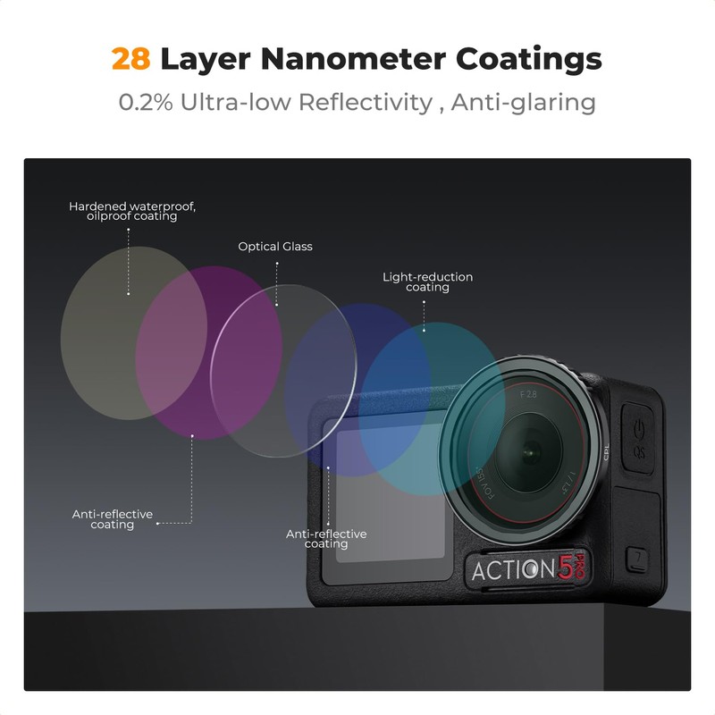 K&F Concept 6-pack Snap-on Filters for DJI OSMO Action 3/4/5