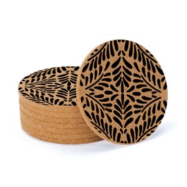 Thirstystone Black Floral 8-Pack Thick Natural Cork Coasters Manufactured in The USA Eco-Friendly Absorbent Durable