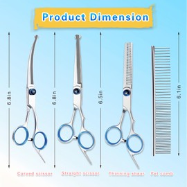 Oslynia Professional 5-in-1 Dog Grooming Kit, 4CR Stainless Steel, Dog Grooming Scissors with Safety Round Tip, Titanium Coated Heavy Duty Pet Grooming Scissors with Stright Dog Comb for Dogs, Cats