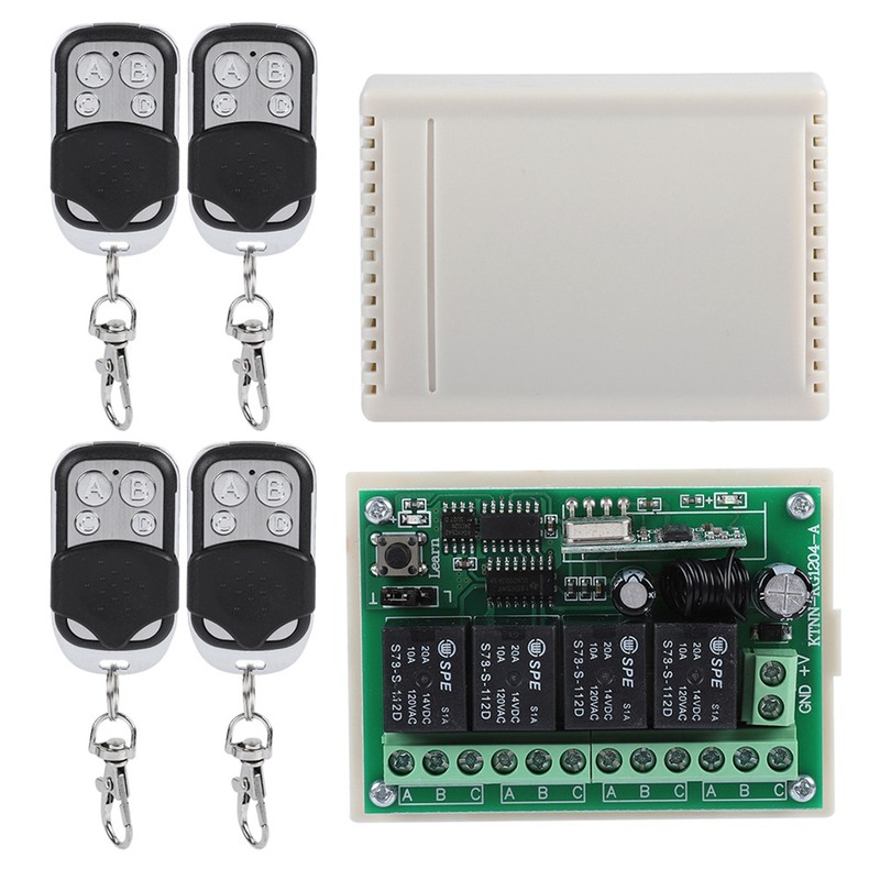 Multi Function 4 Way Remote Control Switch Wireless Relay Switch