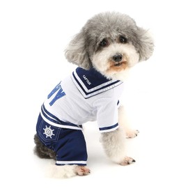 ZUNEA Dog Clothing, Romper, One-Piece, Navy Style, Dog Clothing, Quadruped, Sailor Uniform, Stylish, Small Dog, Clothes, Spring, Summer, Autumn, Romper, T-shirt, Coverall, Cute, Overalls, Dog Wear,