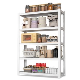 WORKPRO 3000lbs 5-Tier Shelving Unit, 72" H Adjustable Storage Shelves, Boltless Garage Shelving Unit for Garage, Kitchen, Durable Scratch-Resistant Panels, White