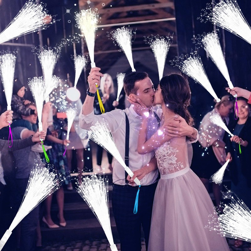 SHQDD 28 PCS Fiber Optic Wands with 3 Light Modes,