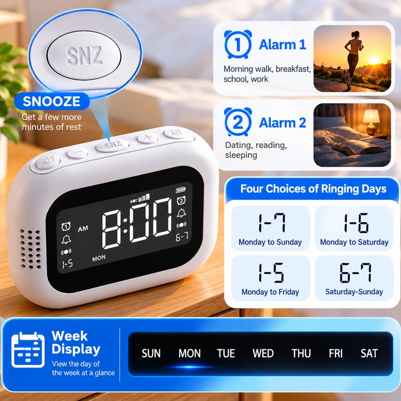 Vibrating Alarm Clock for Wake-Up Routines – Bed Shaker with