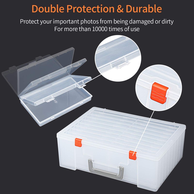 Photo Storage Box 4x6, 18 Inner Extra Large Organizer Acid-Free