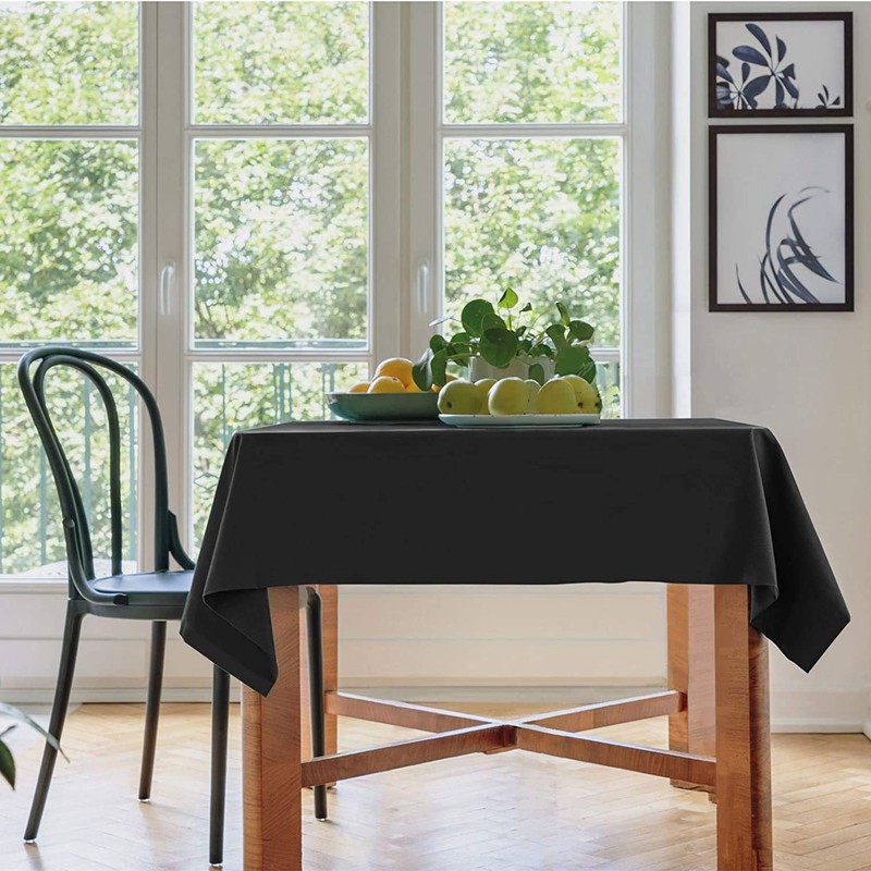 Namvo Black Cotton Polyester Square Table Cloth Cover For Dining