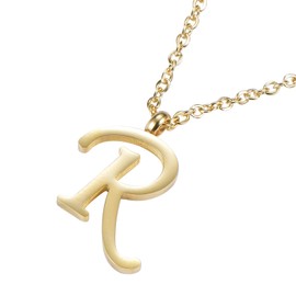 Morella Ladies' Necklace with Letter Pendant, Stainless Steel Gold, in Gift Bag., Stainless Steel