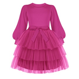 Arshiner Toddler Tutu Dress Princess Party Birthday Valentines Tulle Clothes Hot Pink 5t