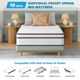 FDW 10 Inch Twin Mattress,Hybrid Mattress Memory Foam & Innerspring, Premium Foam Mattress,Pressure Relief,CertiPUR-US Certified,Medium Firm,White
