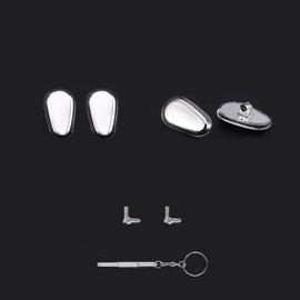 2 Pairs Eyeglass Nose Pads Sunglasses Eyewear Pieces Silicone and Plastic Inner Core Glasses Screws and Micro Screwdrivers Repair Kits (Silver)