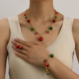 Christmas Jewelry Set for Women Christmas Jingle Bell Necklace Bow Earrings Christmas Charm Bracelets Cute Christmas Jewelry Gift