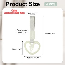 PATIKIL 4Pcs Broken Heart Shaped Car Handle Straps, Car Hanging Accessories Bumper Warning Ring Drift Charm for Auto Bus Decor Interior Exterior Decoration, Luminous