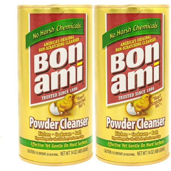 Bon Ami Powder Cleanser for Kitchens & Bathrooms - All Types of Surfaces, Cleans Grime & Dirt, Polishes Surfaces, Absorbs Odors (2 Pack)