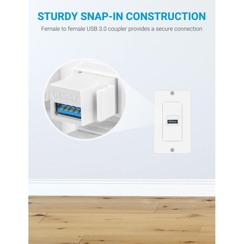 URWOOW USB 3.0 Keystone Jack Inserts (2 Pack)