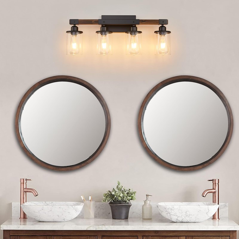Feohak 4-Light Bathroom Vanity Light, Farmhouse Bathroom Fixtures Over Mirror,