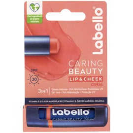 Labello Caring Beauty Lip & Cheek Coral 4.8 g Lip Balm and Cheeks with a Note of Coral, Tinted Lip Balm and Blush Stick 2 in 1, Lip Balm