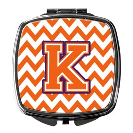 Caroline's Treasures CJ1062-KSCM Letter K Chevron Orange and Regalia Compact Mirror, Multicolor