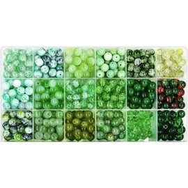 850Pcs St. Patrick's Day Beads for Bracelets Making Kit -8mm Crystal Bead Round with Gold Spacer Beads Alloy Shamrock Hat Pendants for Bracelet Spring Jewelry Making Kit Beginner Adult Craft(Green)