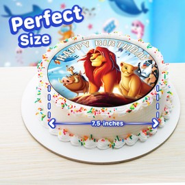 7.5 Inch Edible Cake Toppers – Jungle Adventure Lion Friends Themed Birthday Party Collection of Edible Cake Decorations