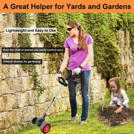 Electric Weed Wacker Eater Cordless, Weed Wacker Battery Powered, Weed Trimmer with 2 21V/2Ah Battery Operated & 26 Blades & Wheels, No-String Grass Trimmer/Brush Cutter/Edger for Garden Yard