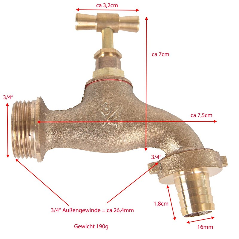 Outlet Valve Ball Valve Tap Garden Tap 3/4 Inch (Hahn12)