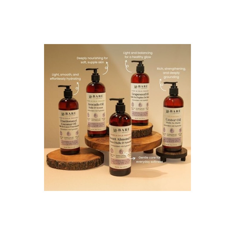 BARE BOTANICS Aceite Corporal De Almendras Dulces 100 Puro, 473