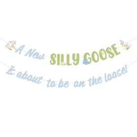 Goose Baby Shower Decorations A New Silly Goose Is About To Be On The Loose Banner Boy Blue Floral Silly Goose Gender Reveal Decors Cute Geese Birthday Decor Fun Farm Animal Flower Lawn Party Supplies