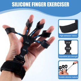 2 Pcs Grip Strength Trainer,Hand Grip Strengthener,Hand Extension Exerciser, With Wristband,Used To Exercise Finger Strength,Flexibility,Unisex