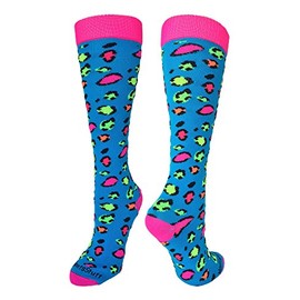 Exotic Leopard Over the Calf Socks (Neon Leopard, Medium)